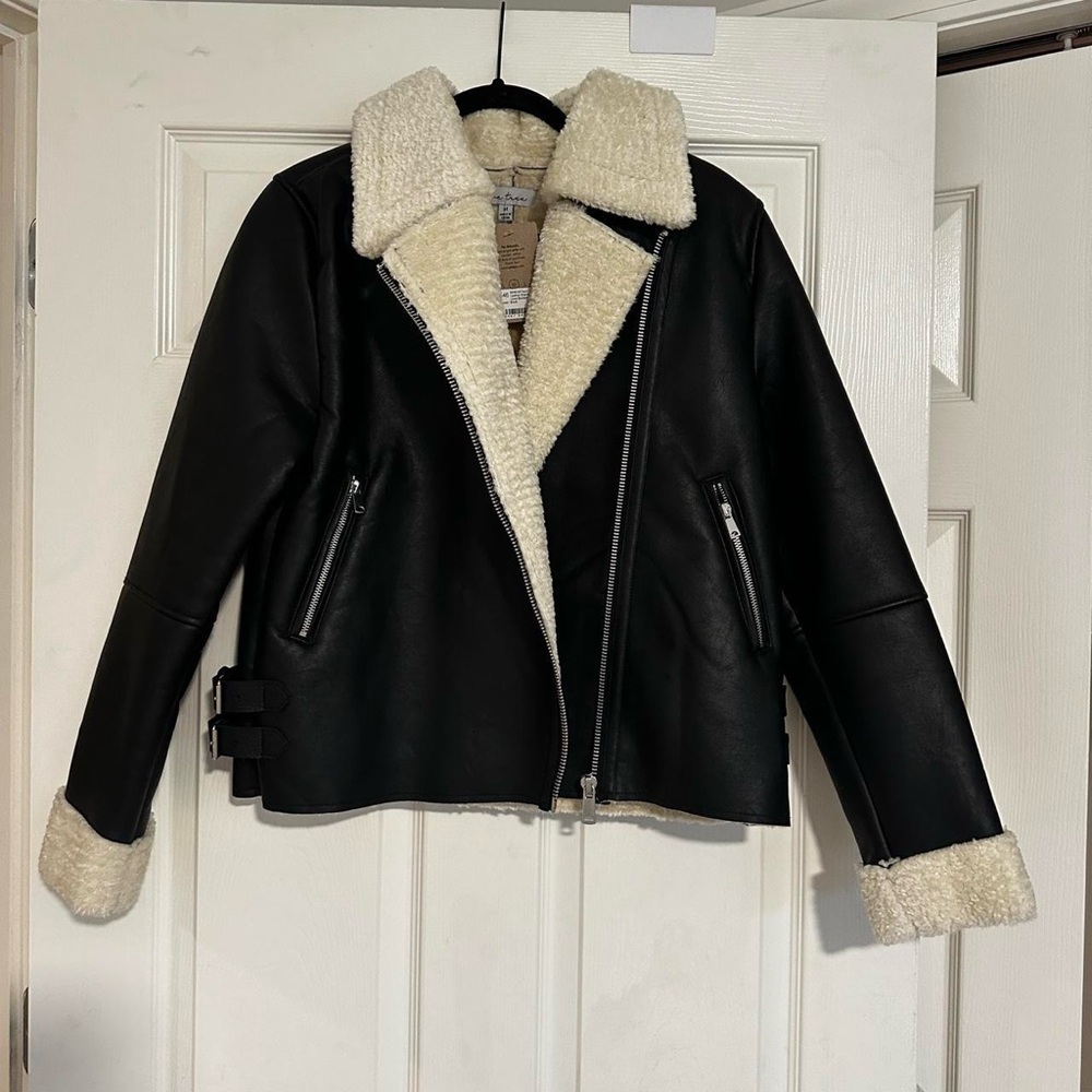 Love Tree Cream Sherpa Lined Jacket